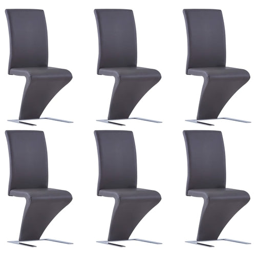 Dining Chairs with Zigzag Shape 4 pcs Gray Faux Leather