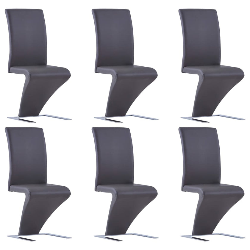 Dining Chairs with Zigzag Shape 4 pcs Gray Faux Leather