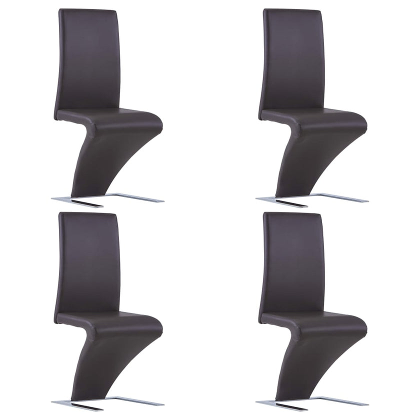 Dining Chairs with Zigzag Shape 4 pcs Gray Faux Leather