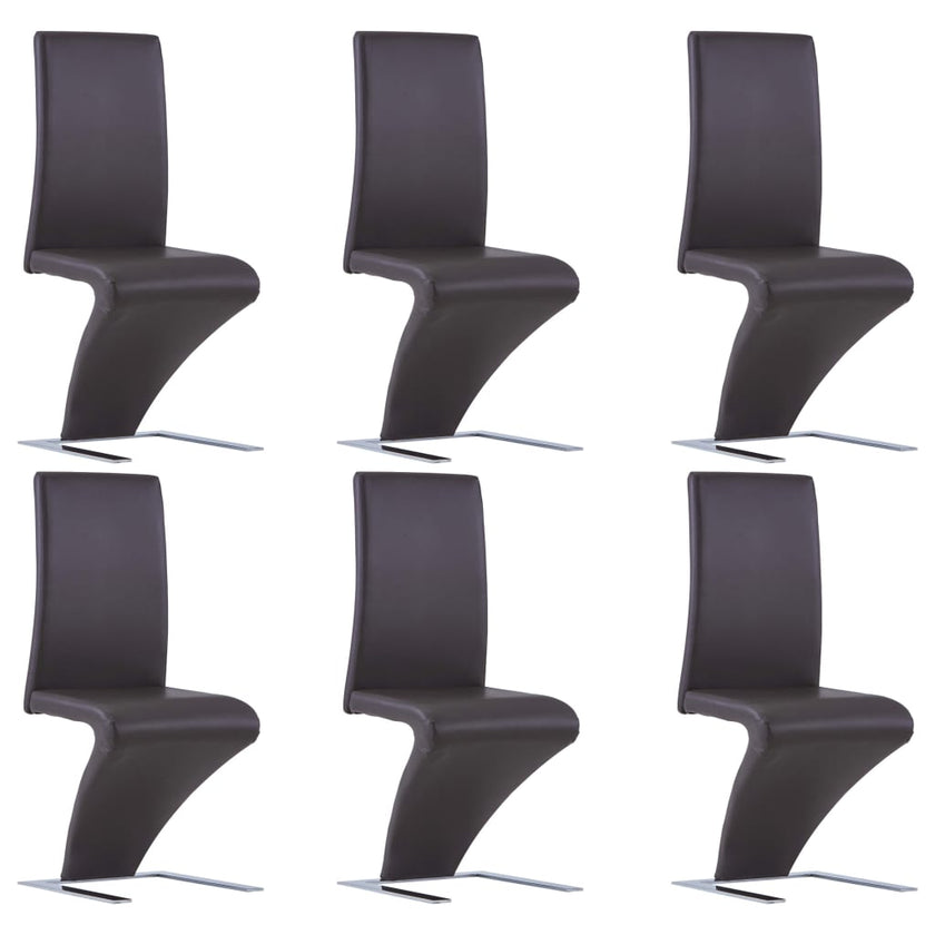 Dining Chairs with Zigzag Shape 4 pcs Gray Faux Leather