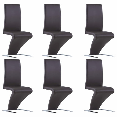 Dining Chairs with Zigzag Shape 4 pcs Gray Faux Leather