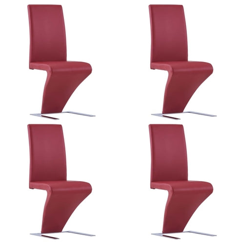 Dining Chairs with Zigzag Shape 4 pcs Gray Faux Leather