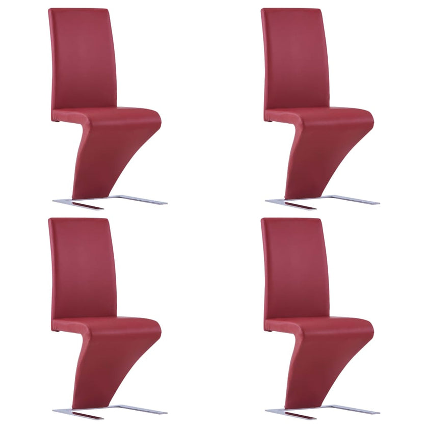 Dining Chairs with Zigzag Shape 4 pcs Gray Faux Leather