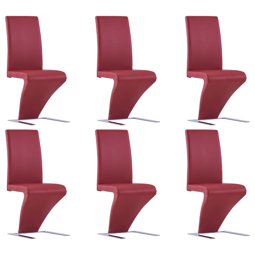 Dining Chairs with Zigzag Shape 4 pcs Gray Faux Leather