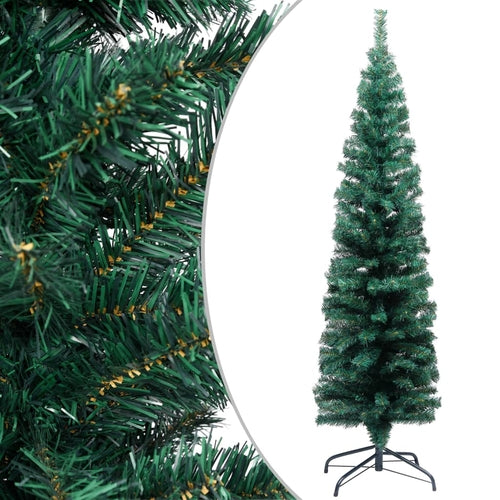 Slim Artificial Christmas Tree with Stand Green 59.1