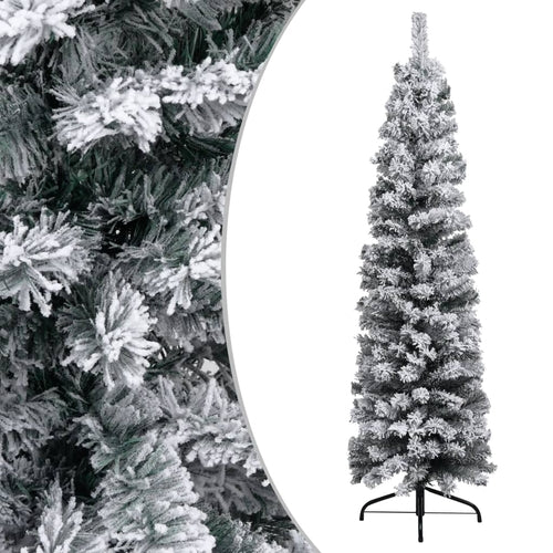 Slim Artificial Christmas Tree with Stand Green 59.1