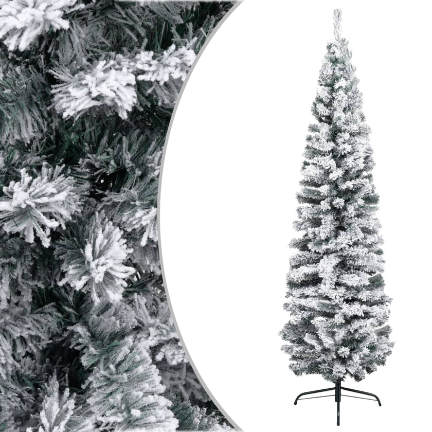 Slim Artificial Christmas Tree with Stand Green 59.1