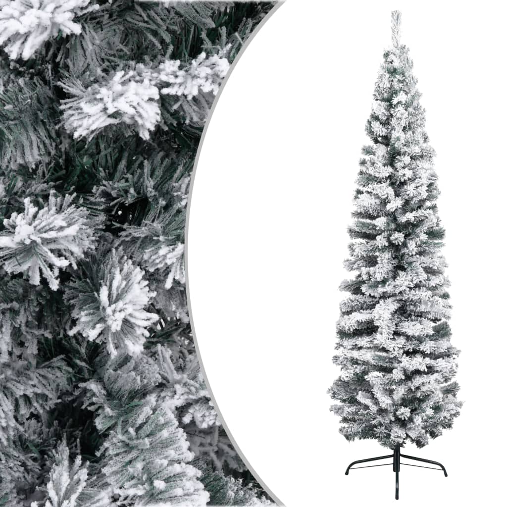 Slim Artificial Christmas Tree with Stand Green 59.1