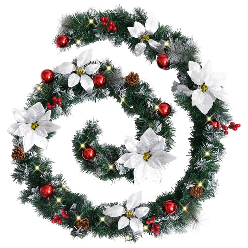 Christmas Garland with LED Lights Green 8.9' PVC