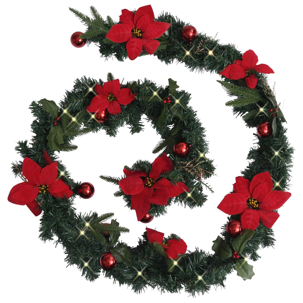 Christmas Garland with LED Lights Green 8.9' PVC