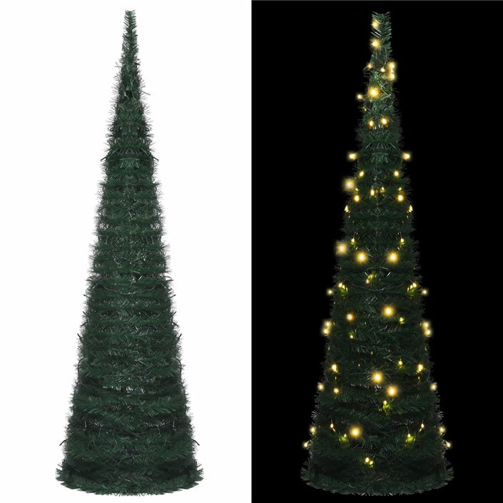 Pop-up String Artificial Christmas Tree with LED Green 59.1