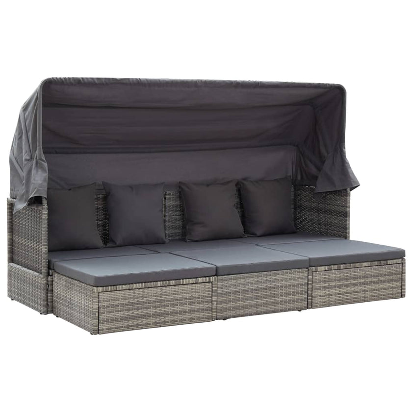 Garden Lounge Bed with Roof Black 78.7