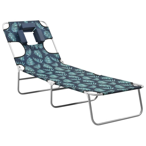 Foldable Sunlounger with Head Cushion Adjustable Backrest Gray