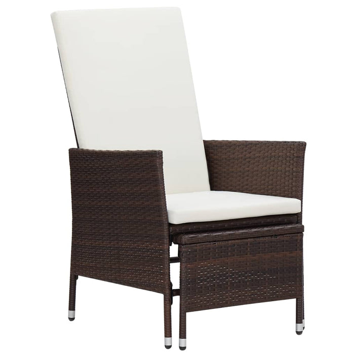 Reclining Garden Chair with Cushions Poly Rattan Black