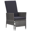 Reclining Garden Chair with Cushions Poly Rattan Black