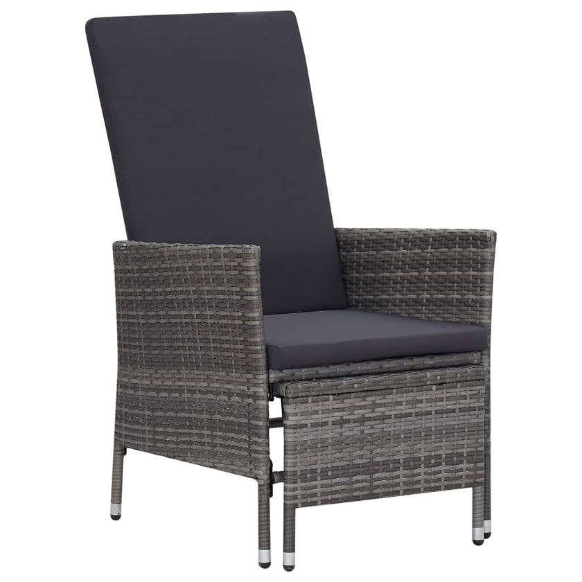 Reclining Garden Chair with Cushions Poly Rattan Black
