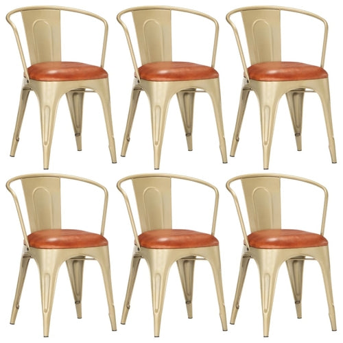 Dining Chairs 4 pcs Brown Real Leather