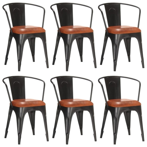 Dining Chairs 4 pcs Brown Real Leather