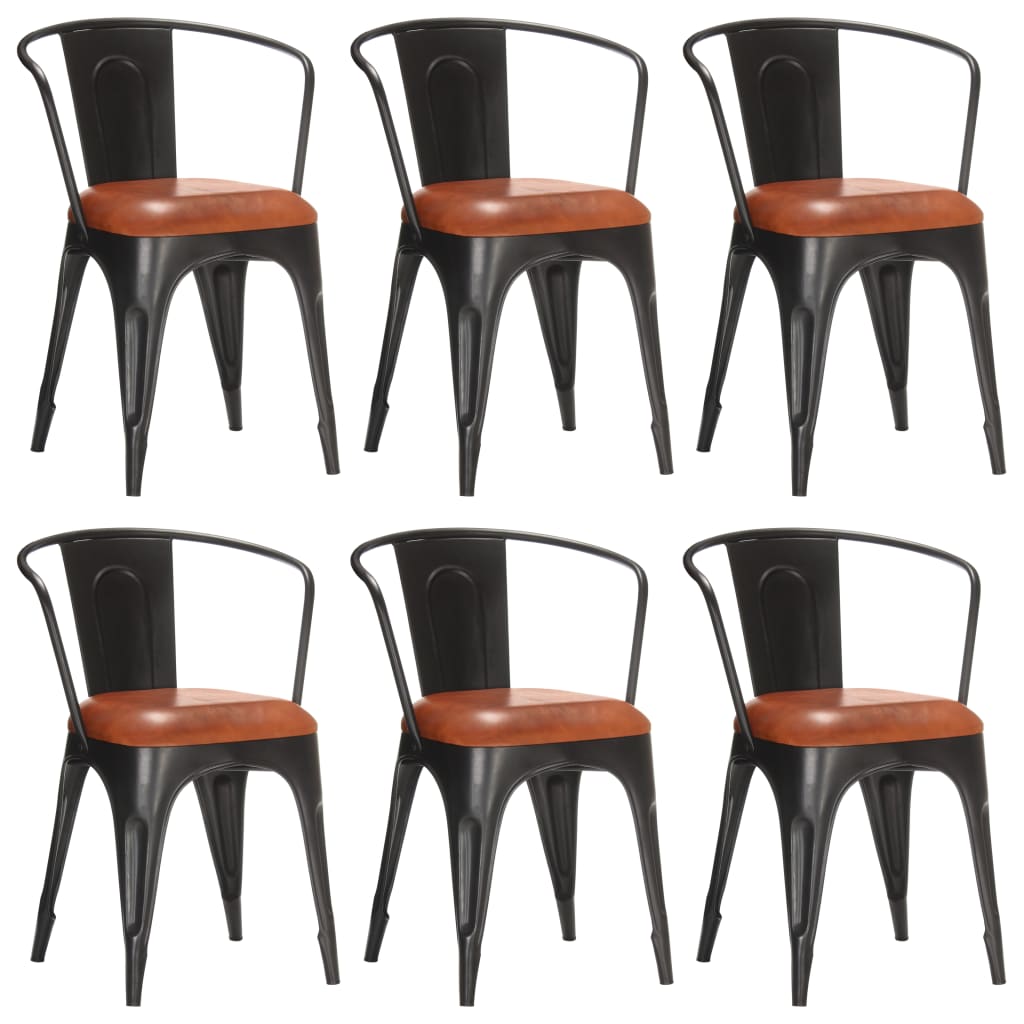 Dining Chairs 4 pcs Brown Real Leather