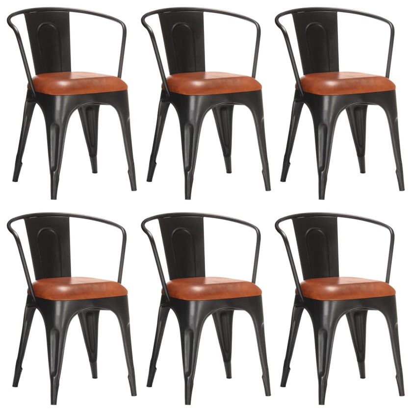Dining Chairs 4 pcs Brown Real Leather