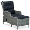 Reclining Garden Chair with Cushions Poly Rattan Light Gray