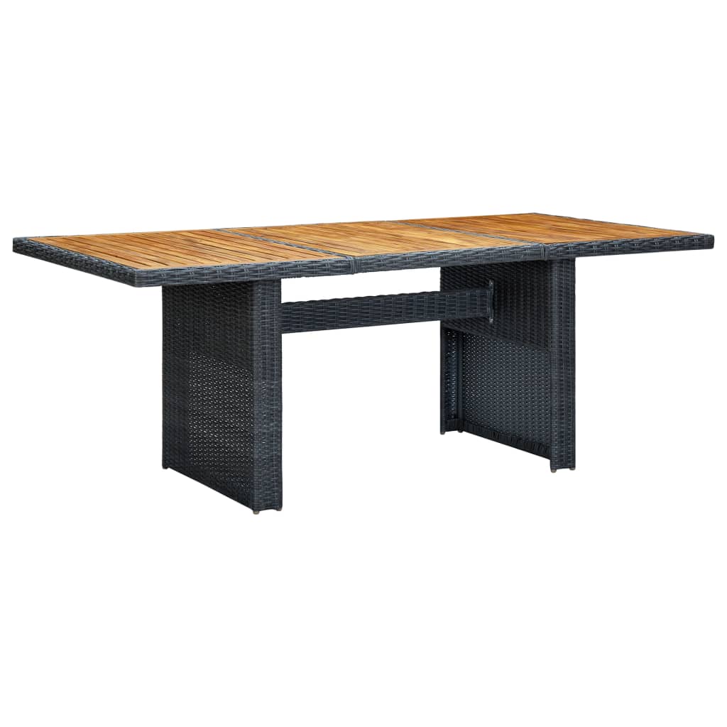 Garden Table Dark Gray Poly Rattan and Tempered Glass