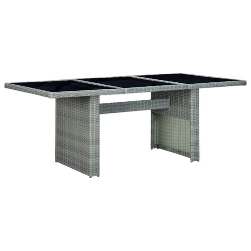 Garden Table Dark Gray Poly Rattan and Tempered Glass