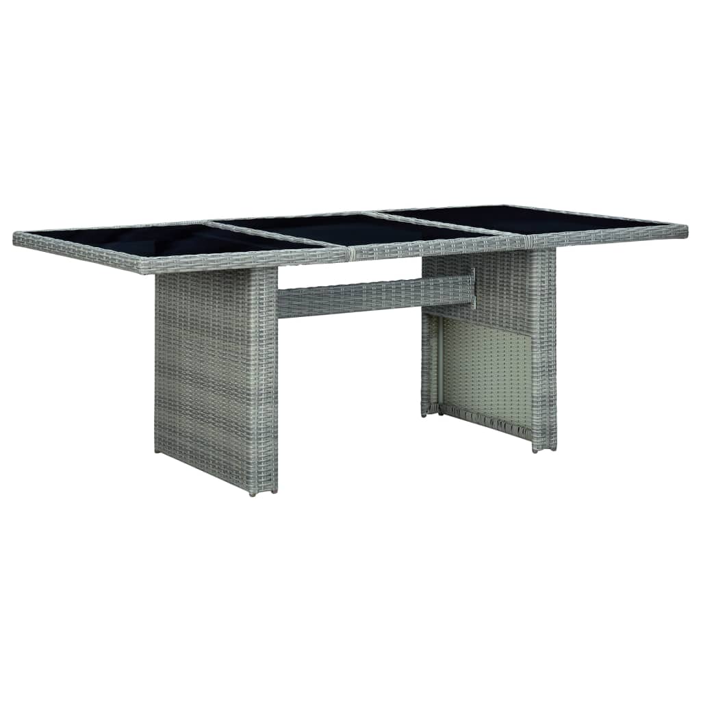 Garden Table Dark Gray Poly Rattan and Tempered Glass