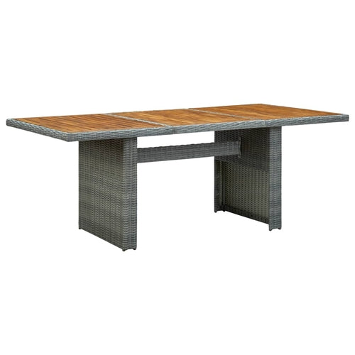 Garden Table Dark Gray Poly Rattan and Tempered Glass