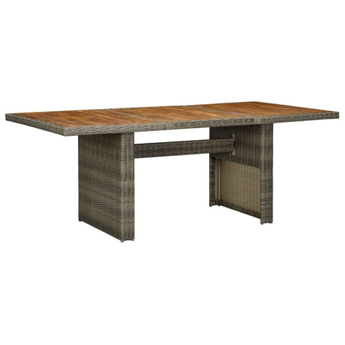 Garden Table Dark Gray Poly Rattan and Tempered Glass