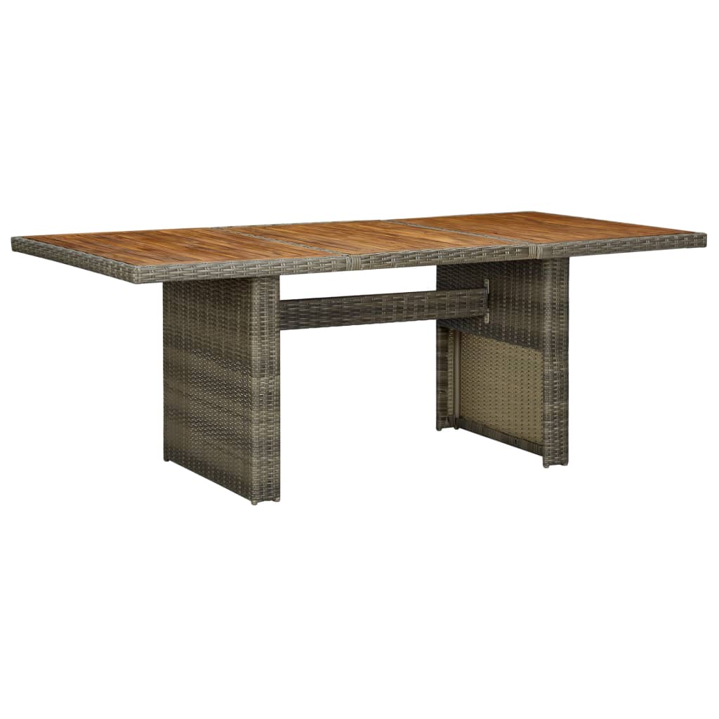 Garden Table Dark Gray Poly Rattan and Tempered Glass