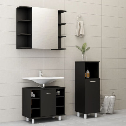 3 Piece Bathroom Furniture Set White Chipboard