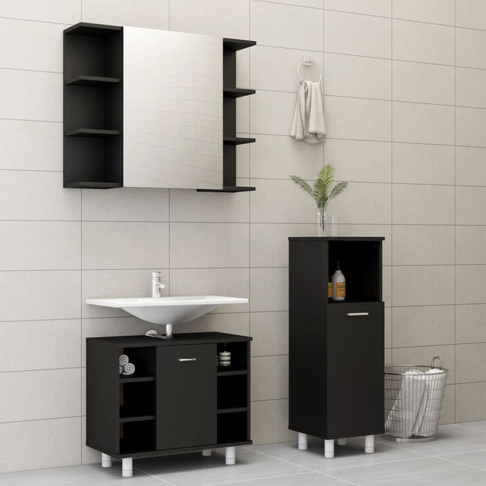 3 Piece Bathroom Furniture Set White Chipboard