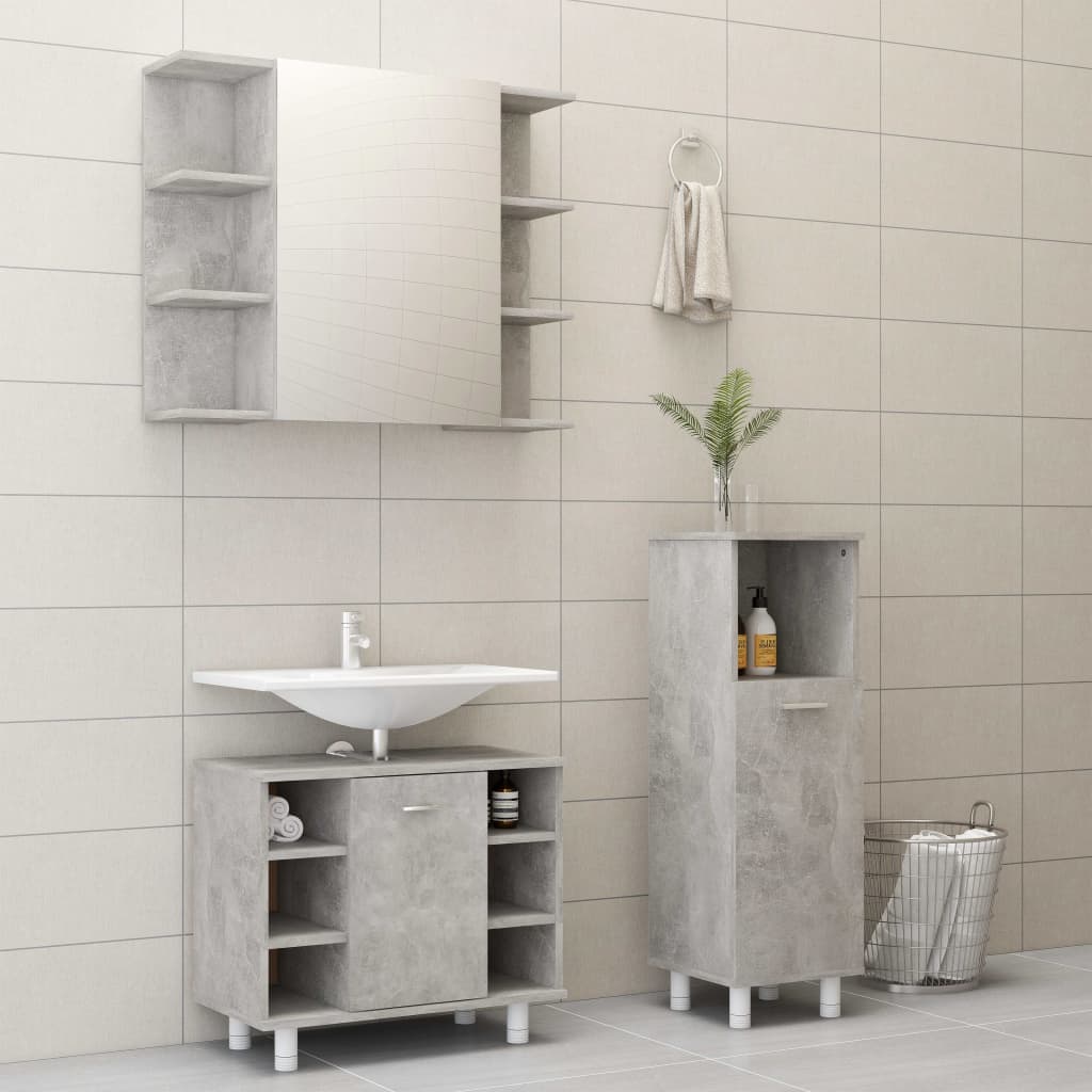 3 Piece Bathroom Furniture Set White Chipboard