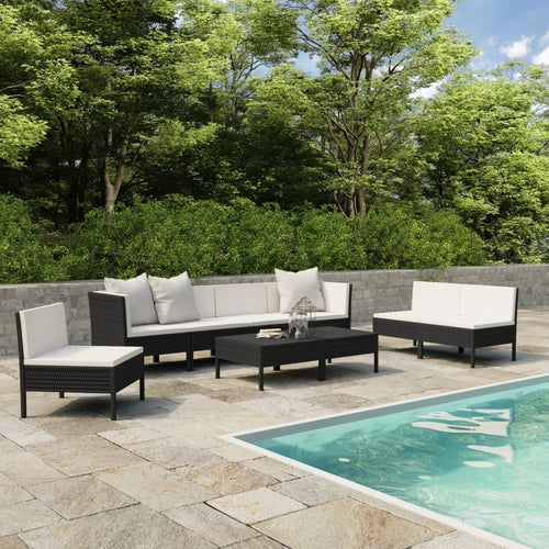 9 Piece Garden Lounge Set with Cushions Poly Rattan Brown