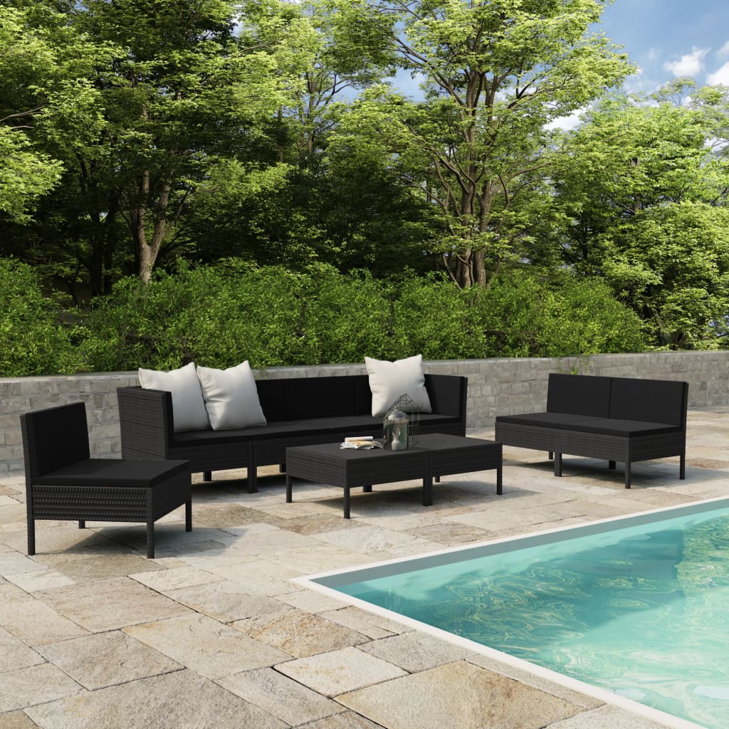 9 Piece Garden Lounge Set with Cushions Poly Rattan Brown