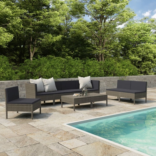 9 Piece Garden Lounge Set with Cushions Poly Rattan Brown