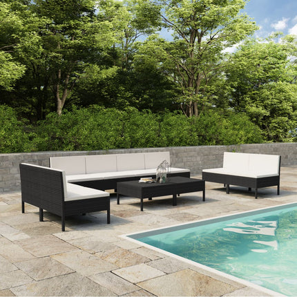 10 Piece Garden Lounge Set with Cushions Poly Rattan Brown