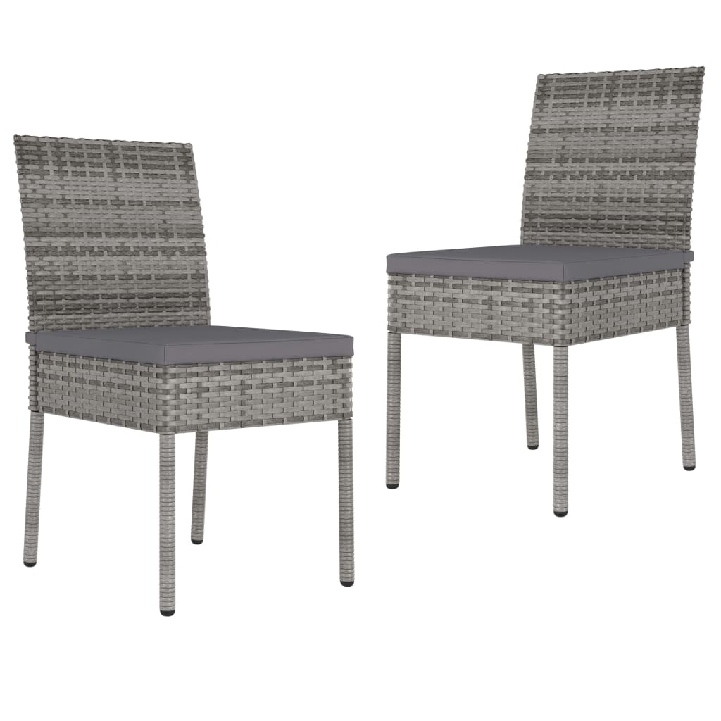 Garden Dining Chairs 2 pcs Poly Rattan Black