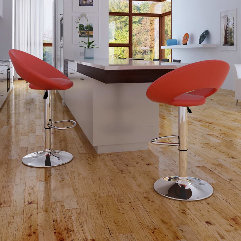 Bar Stools 2 pcs White Faux Leather