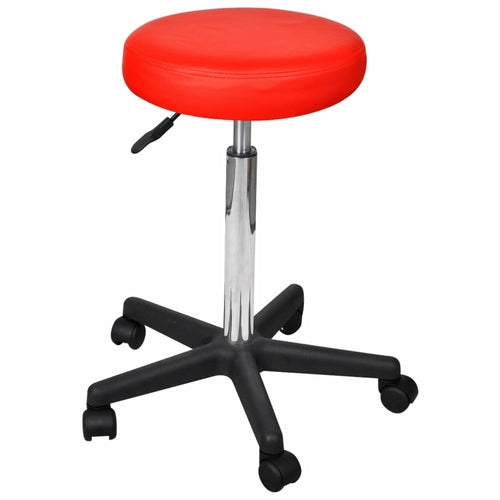 Office Stool White Faux Leather