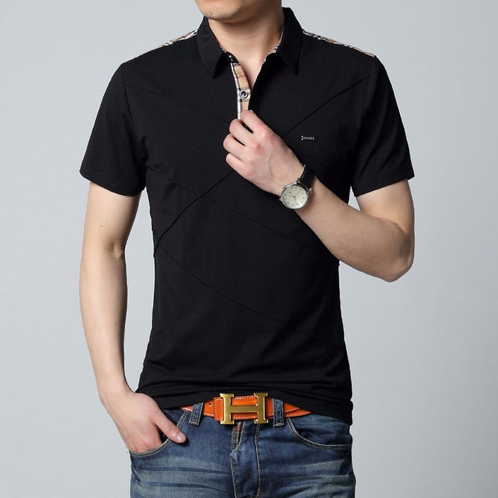 Mens T Shirts Fashion   5XL Summer T Shirt Geometric Design Turn-down Collar Short Sleeve Cotton T-shirt Men Tee 5XL