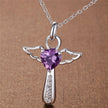 Purple zircon crystal pendant necklace