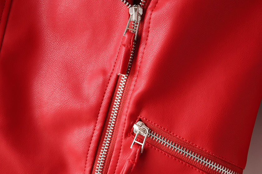 Irregular cuff motorcycle leather jacket