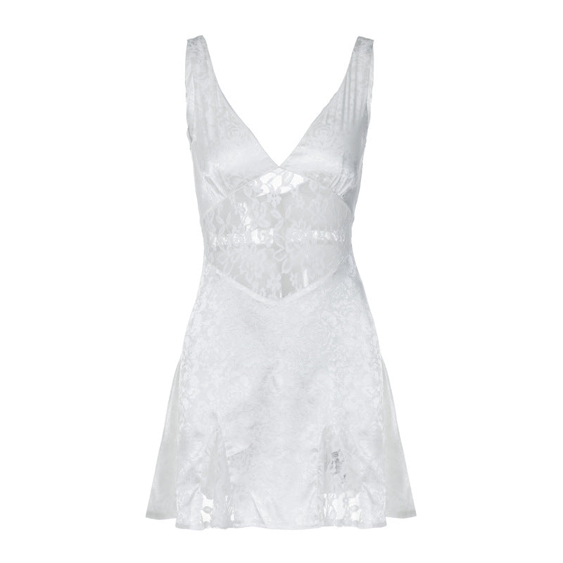 Lace V-neck Suspender Pure Wind Dress
