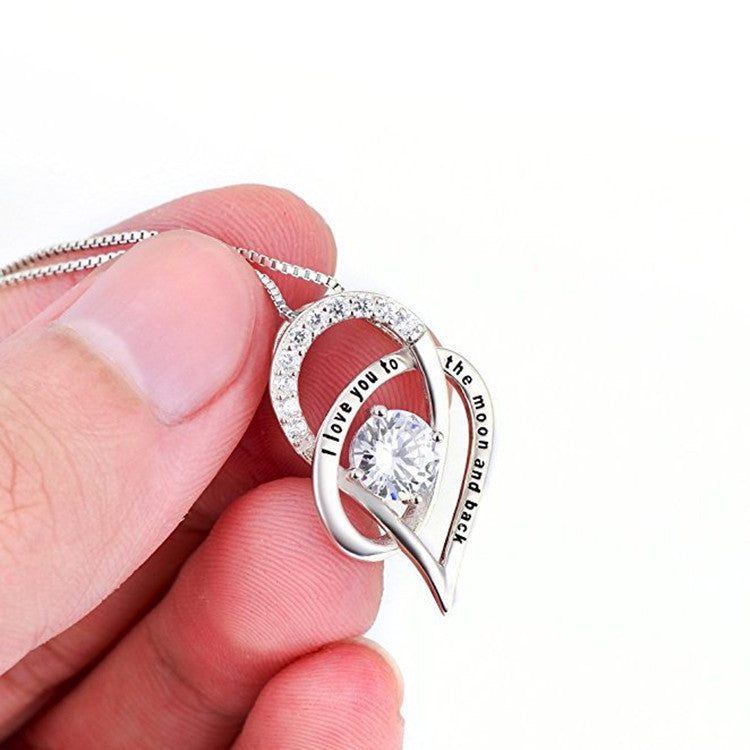 I Love You To The Moon and Back Heart Pendant