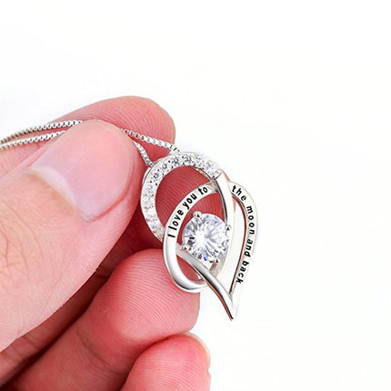 I Love You To The Moon and Back Heart Pendant