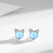 Aqua Blue Cat Small Earrings