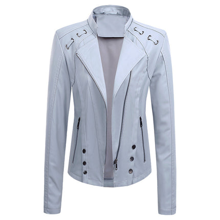 New Leather PU Leather Jacket Women's Short