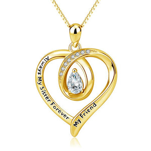 Sister Gifts Engraved I Love You Forever My Friend 925 Sterling Silver Heart Pendant Necklace